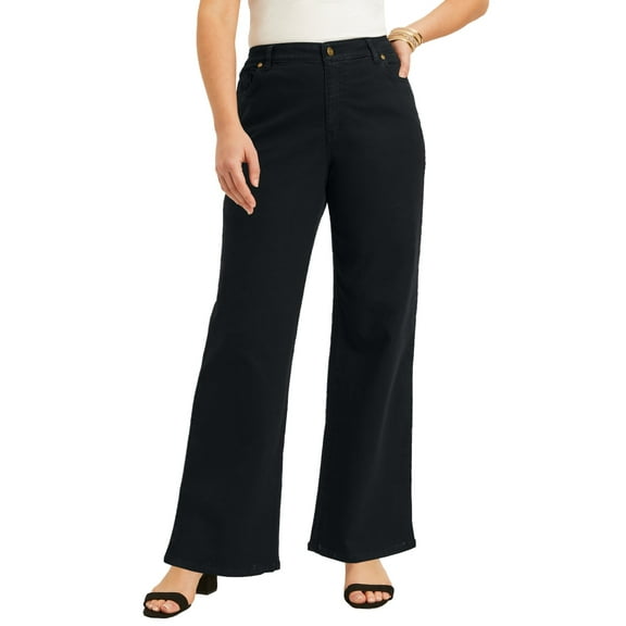 June   Vie Women's Plus Size June Fit Wide-Leg Jeans