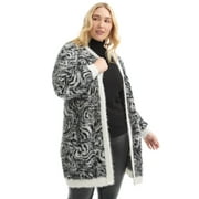 JUNE+VIE June + Vie Women's Plus Size Leopard-Print Eyelash Cardigan
