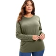 thumbnail image 1 of June + Vie Women's Plus Size Long-Sleeve Crewneck One + Only Tee, 1 of 4