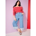 thumbnail image 1 of June + Vie Women's Plus Size Long-Sleeve Off-The-Shoulder Top, 1 of 4