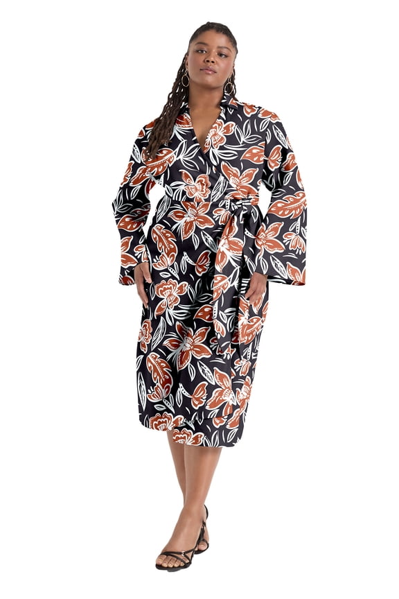 Women's Plus Size Midi Wrap Dress
