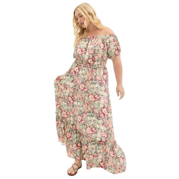 June   Vie Women's Plus Size Off-The-Shoulder Maxi Dress