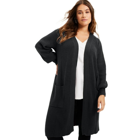 June & Vie Women's Plus Size Open-Front Cardigan