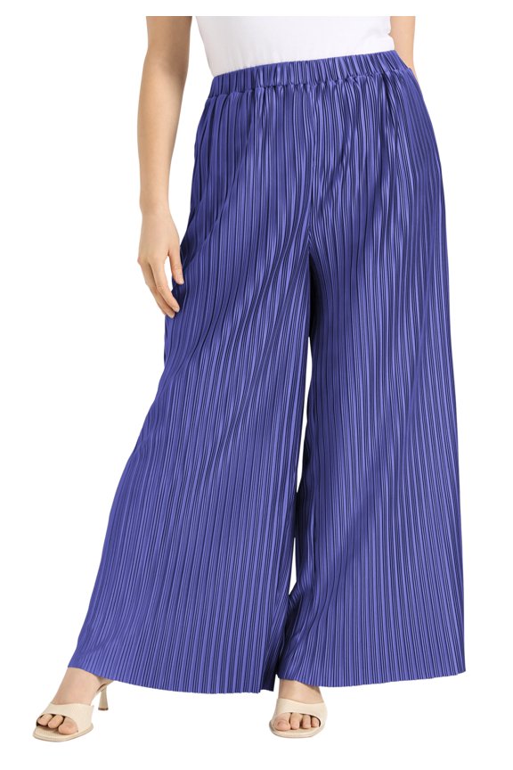 Women's Plus Size Plisse High-Rise Pants