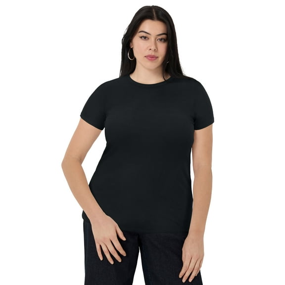 June   Vie Women's Plus Size Ribbed Crewneck Top