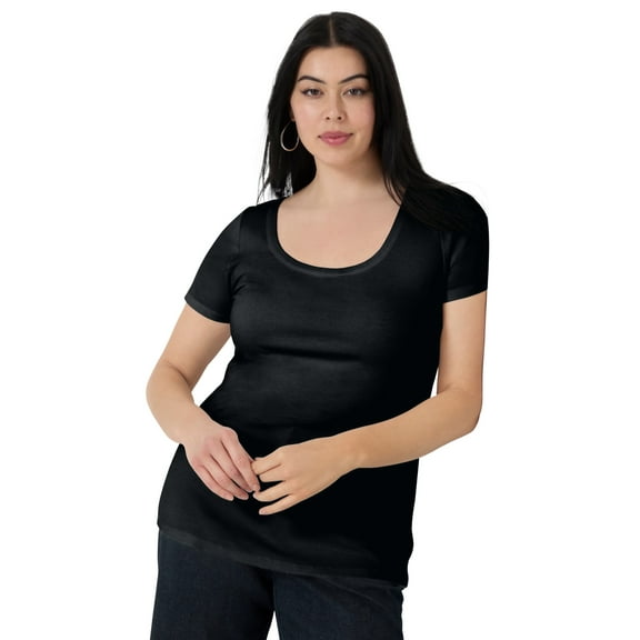 June   Vie Women's Plus Size Ribbed Scoopneck Top
