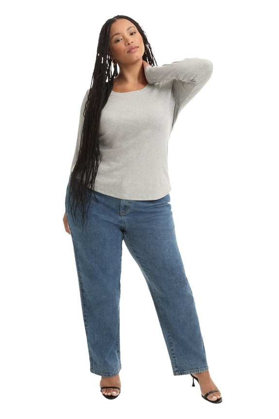 Women's Plus Size Ribbed Scoopneck Top
