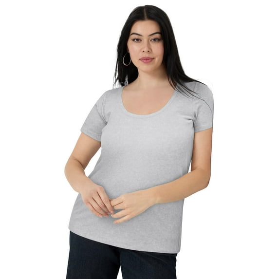 June & Vie Women's Plus Size Ribbed Scoopneck Top