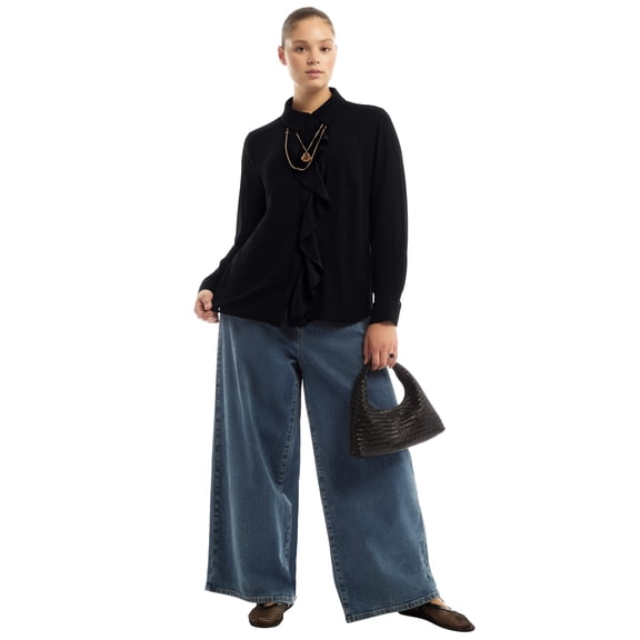 June & Vie Women's Plus Size Ruffled Georgette Blouse