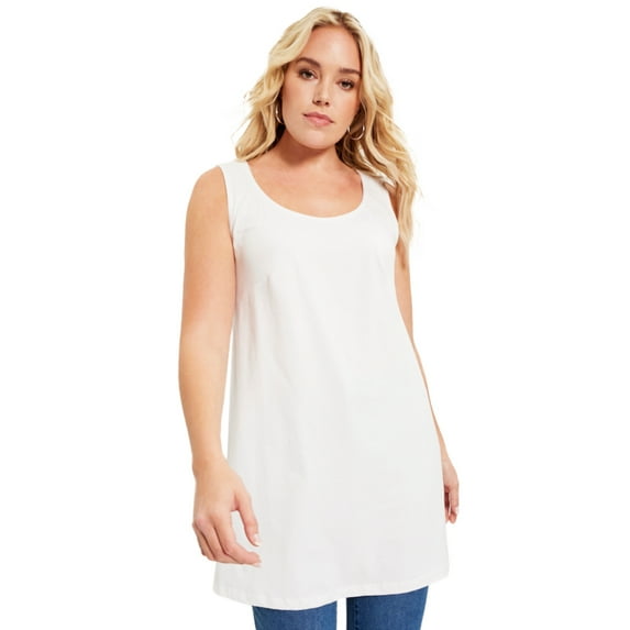 June & Vie Women's Plus Size Scoopneck One + Only Tunic Tank