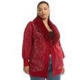 thumbnail image 1 of June & Vie Women's Plus Size Sequin Button-Up Sweater, 1 of 6
