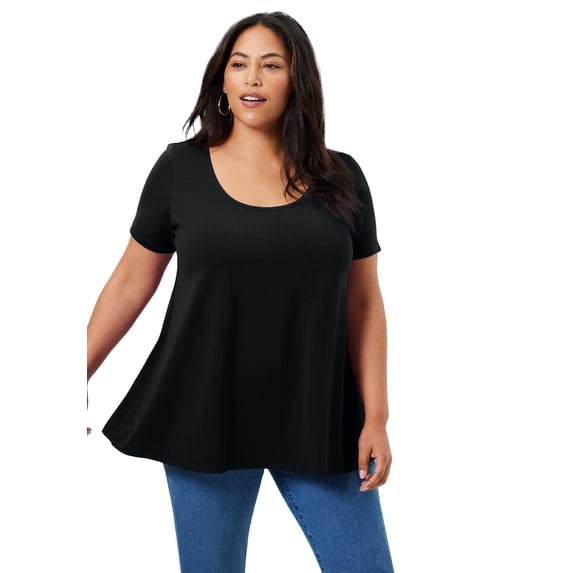 June & Vie Women's Plus Size Short-Sleeve Swing One + Only Tee