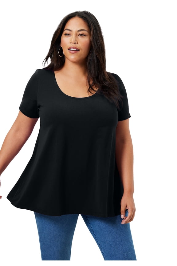 June + Vie Women's Plus Size Short-Sleeve Swing One + Only Tee