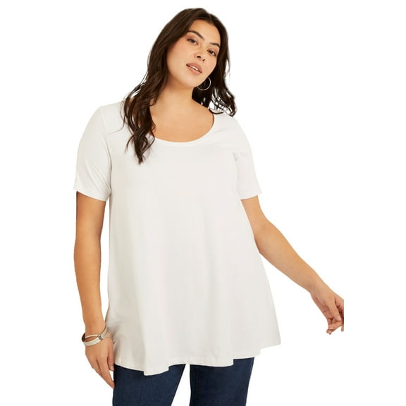 June   Vie Women's Plus Size Short-Sleeve Swing One   Only Tunic