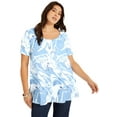 thumbnail image 1 of June & Vie Women's Plus Size Short-Sleeve Swing One + Only Tunic, 1 of 3