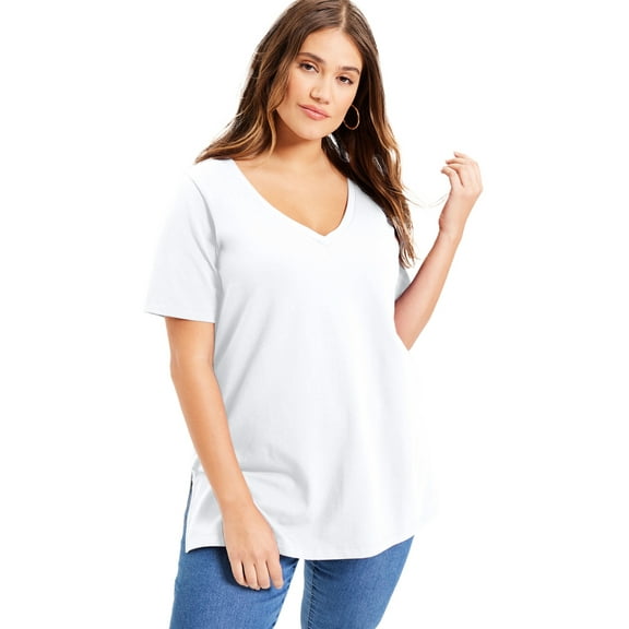 June   Vie Women's Plus Size Short-Sleeve V-Neck One   Only Tunic