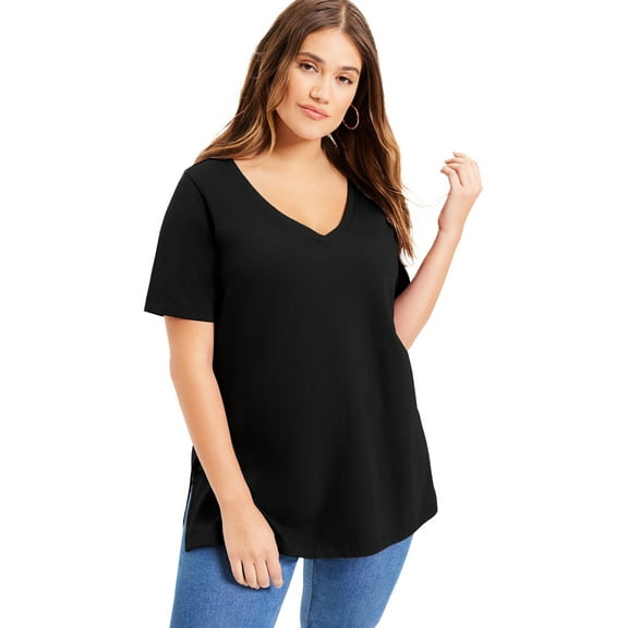 June   Vie Women's Plus Size Short-Sleeve V-Neck One   Only Tunic