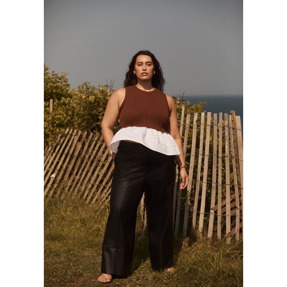 June   Vie Women's Plus Size Sleeveless Peplum Sweater