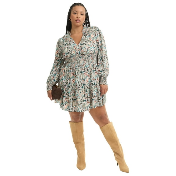 June   Vie Women's Plus Size Smocked Georgette Tunic