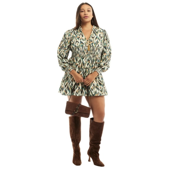 June   Vie Women's Plus Size Smocked Georgette Tunic