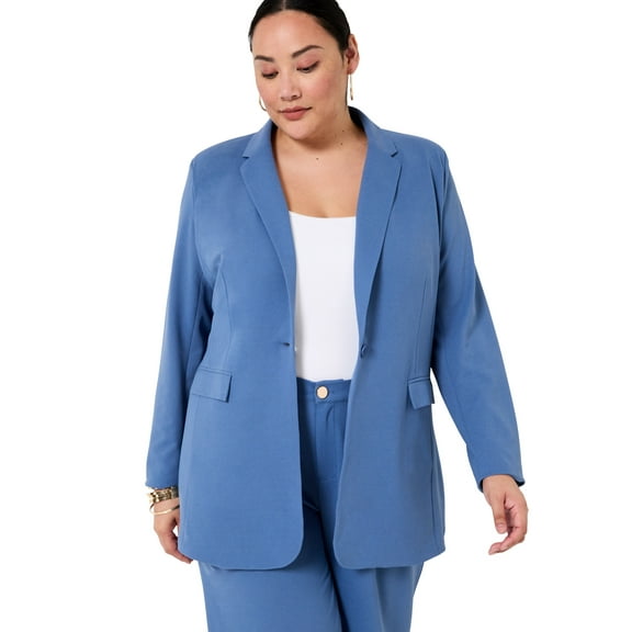 June   Vie Women's Plus Size Smooth Classic Blazer