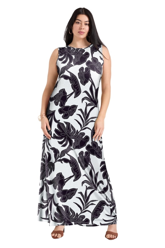 June + Vie Women's Plus Size Tank Top Maxi Dress