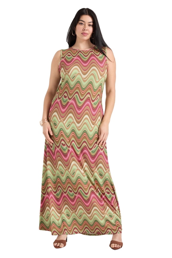 June + Vie Women's Plus Size Tank Top Maxi Dress