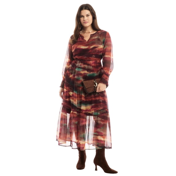 June & Vie Women's Plus Size Tiered Maxi Dress