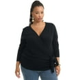 thumbnail image 1 of June & Vie Women's Plus Size Wrap-Front Cardigan, 1 of 5