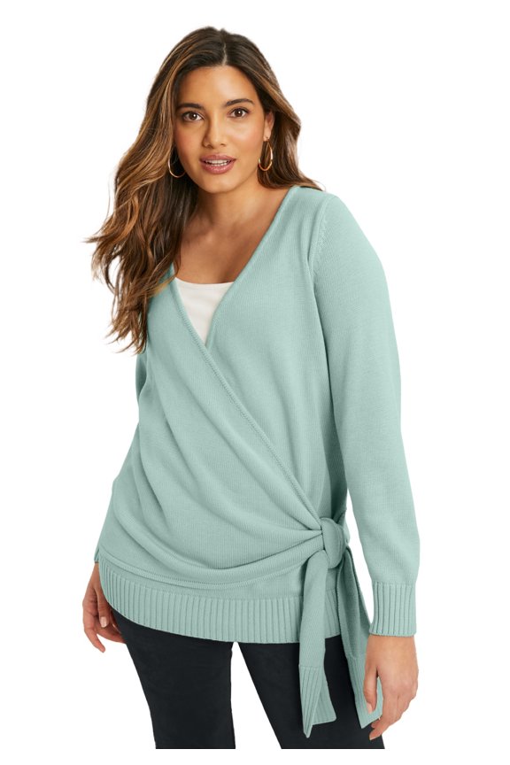 Women's Plus Size Wrap-Front Cardigan