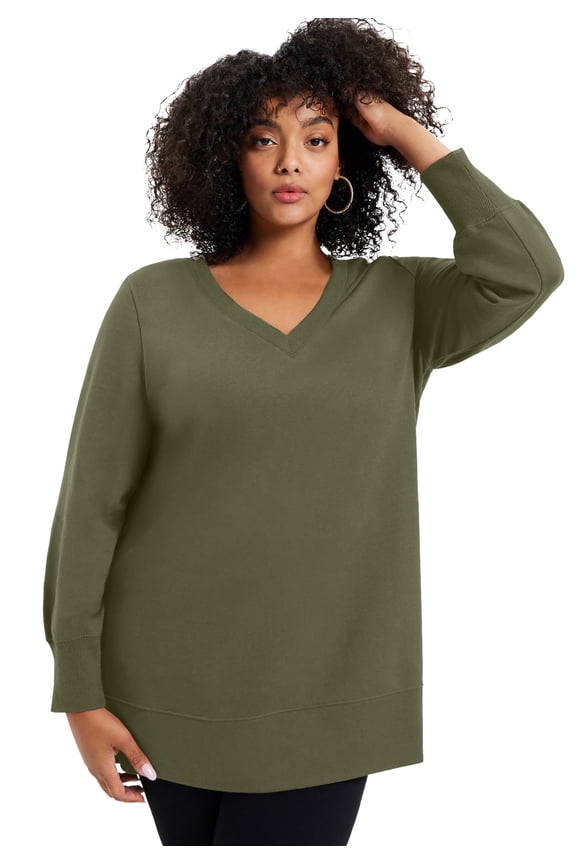 Women's Plus Size V-Neck French Terry Sweatshirt