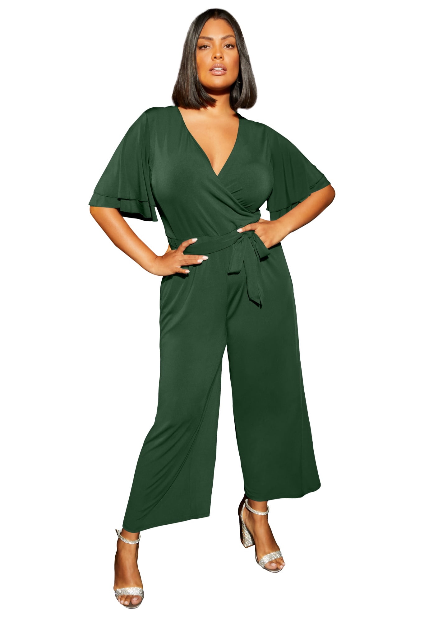 June + Vie Women's Plus Size Wide-Leg Jumpsuit - Walmart.com