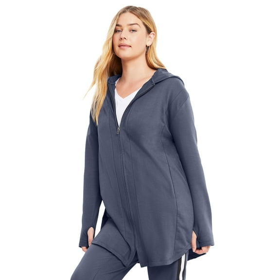 June   Vie Women's Plus Size Zip-Up French Terry Hoodie
