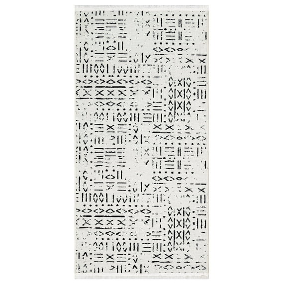 June White Area Rugs for Living Room Washable Rugs Boho Moroccan Area Rug Soft Neutral Geometric Bohemian Distressed Indoor Rug for Bedroom Dining Room Office Nonslip Rug