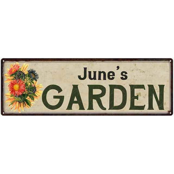 June's Garden Sign Flower Chic Decor 6x18 Sign Gift 106180017179