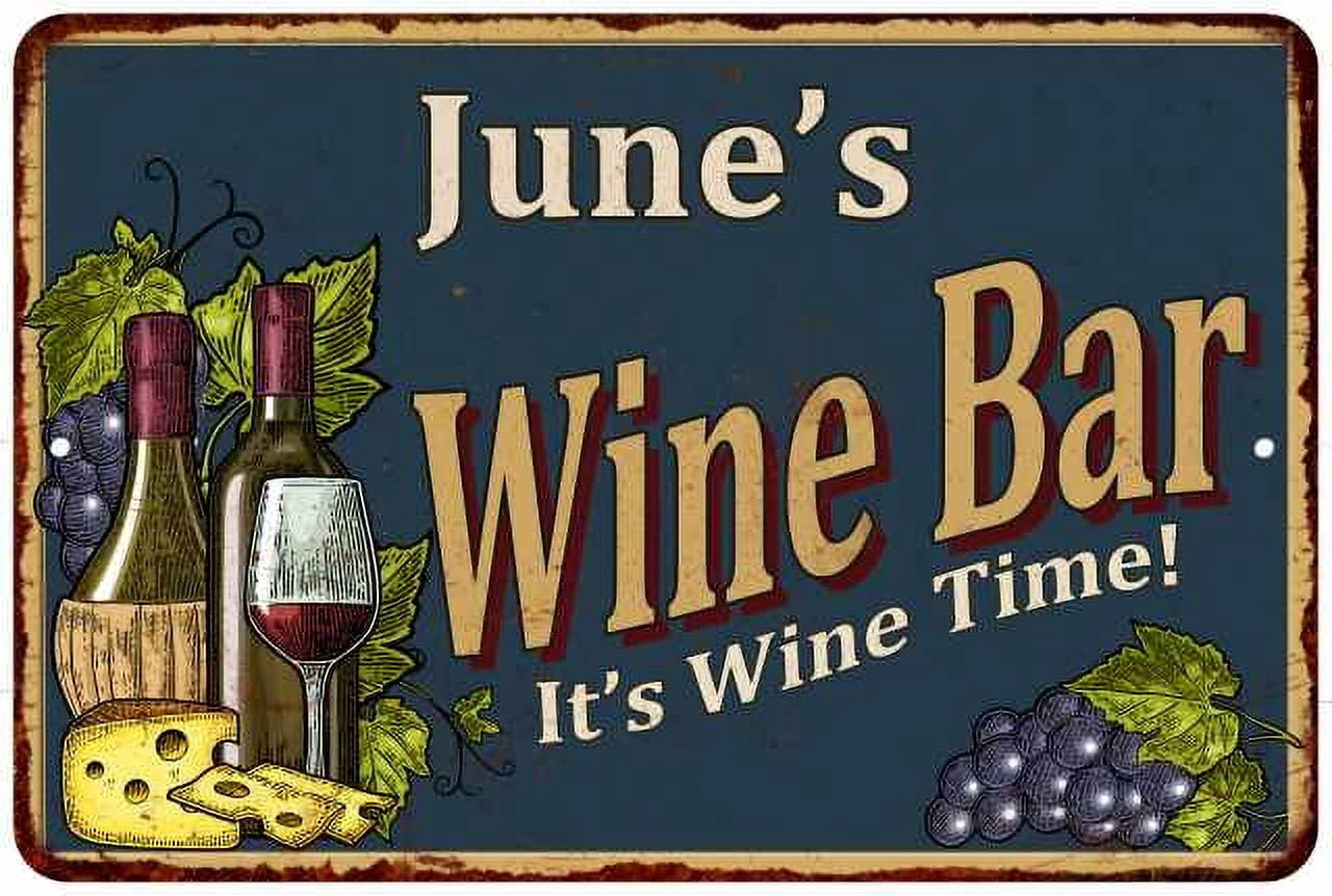Rustic June Sign June's Wine Bar Green Sign Rustic Decor 12 x 18 Matte Finish Metal ...
