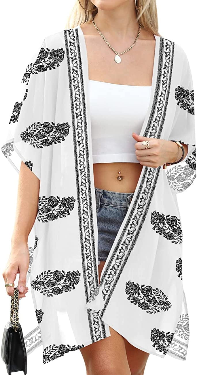 JuneFish Women Beach Kimono Swimsuit Bathing Suit Cover Up Swimwear