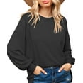 thumbnail image 1 of JuneFish Women Crewneck Sweatshirts Long Sleeve Tops Casual Loose Slit Pullover Fall Tops, 1 of 5