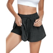 JuneFish Women's 2 in 1 Flowy Athletic Shorts Running Tennis Skirt Workout Skorts with Pockets