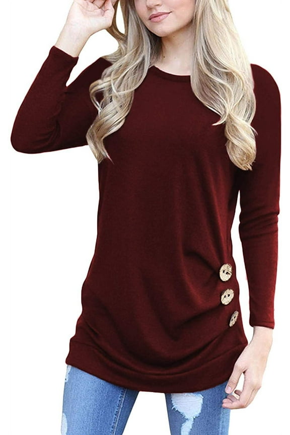 Women's Casual Long Sleeve Tunic Tops Fall T-shirt Blouses