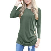JuneFish Women's Casual Long Sleeve Tunic Tops Fall T-shirt Blouses
