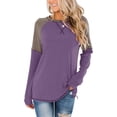 thumbnail image 1 of JuneFish Women's Casual Long Sleeve Tunic Tops Pullovers Color Block Blouses, 1 of 4