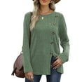 thumbnail image 1 of JuneFish Women's Long Sleeve Tunic Tops Casual Tshirts Loose Crewneck Buttons Side Pullover Sweaters Fall Comfy Split, 1 of 6