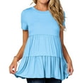 thumbnail image 1 of JuneFish Women's Maternity Short Sleeve Tiered Basic Casual Pregnancy Top, 1 of 5