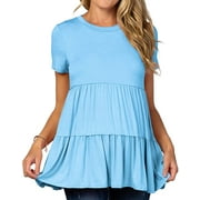 JUNEFISH Women's Maternity Short Sleeve Tiered Basic Casual Pregnancy Top