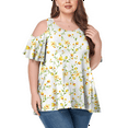 thumbnail image 1 of JuneFish Women's Plus Size Cold Shoulder Short Sleeve Tunic Top Loose Casual Blouse, 1 of 7