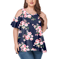 thumbnail image 1 of JuneFish Women's Plus Size Cold Shoulder Tunic Top Summer Short Sleeve Blouse, 1 of 7