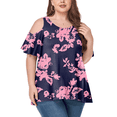 thumbnail image 1 of JuneFish Women's Plus Size Cold Shoulder Tunic Top Summer Short Sleeve Blouse, 1 of 7