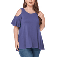 thumbnail image 1 of JuneFish Women's Plus Size Cold Shoulder Tunic Top Summer Short Sleeve Blouse, 1 of 7