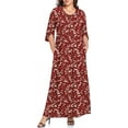 thumbnail image 1 of JuneFish Women's Plus Size Dresses 1X to 5X Crewneck Ruffle 3/4 Sleeve Casual Maxi Dress, 1 of 4